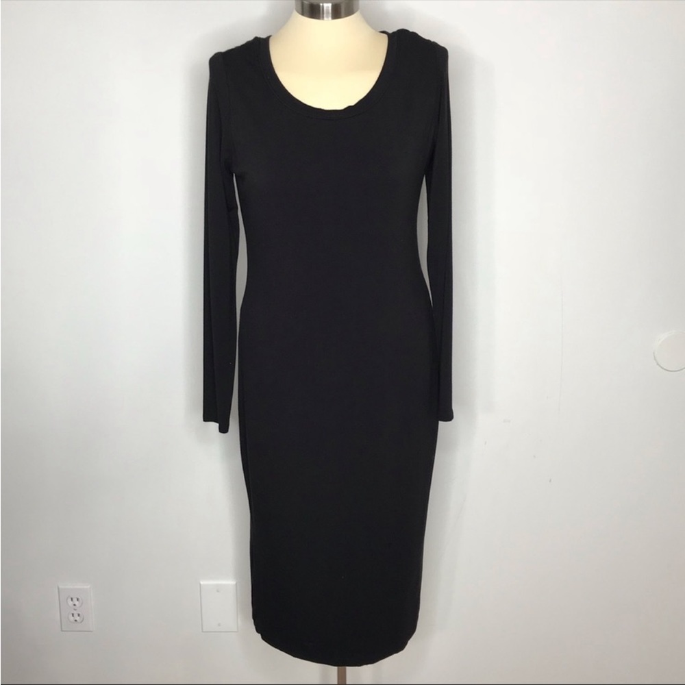 Cato Black Long Sleeved Midi Dress
